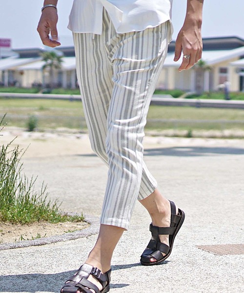 JOKER（ジョーカー）の「【SOMEDIFF】パナマストライプアンクルクロップドパンツ メンズ 春服（その他パンツ・メンズ・ベージュ/ネイビー・M/L/XL）」の5枚目の写真