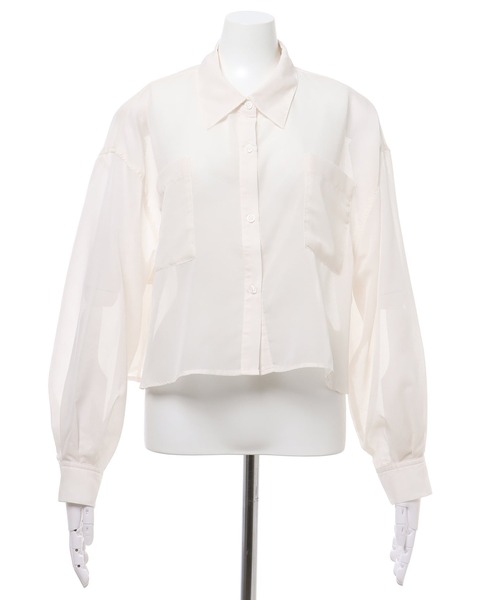 INGNI（イング）の「ショートシアー／シャツ（シャツ/ブラウス・レディース・ピンク/ライトグリーン/アイボリー・M）」の11枚目の写真