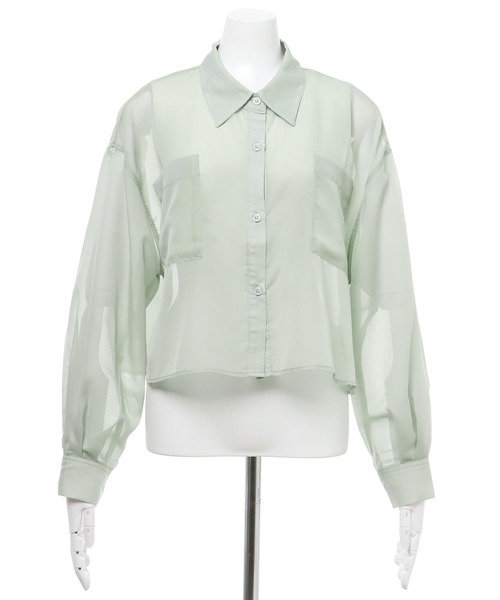 INGNI（イング）の「ショートシアー／シャツ（シャツ/ブラウス・レディース・ピンク/ライトグリーン/アイボリー・M）」の16枚目の写真