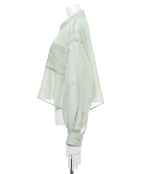 INGNI（イング）の「ショートシアー／シャツ（シャツ/ブラウス・レディース・ピンク/ライトグリーン/アイボリー・M）」の17枚目の写真