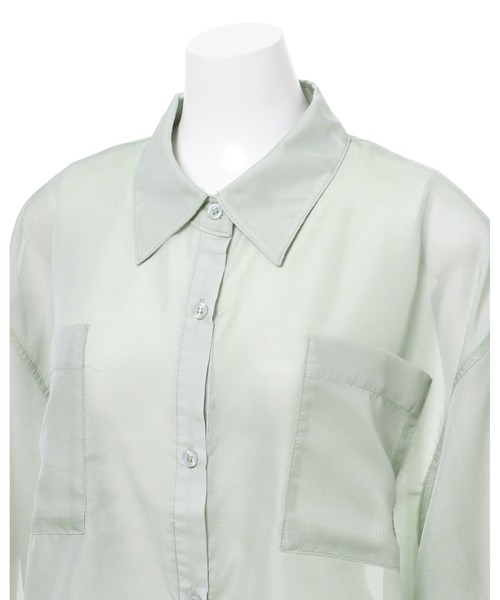 INGNI（イング）の「ショートシアー／シャツ（シャツ/ブラウス・レディース・ピンク/ライトグリーン/アイボリー・M）」の19枚目の写真