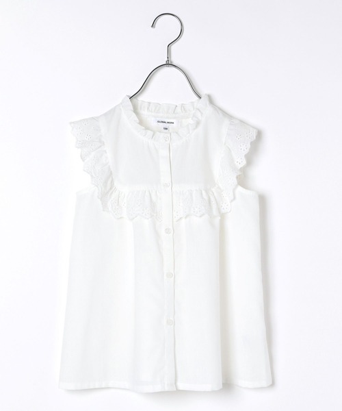 GLOBAL WORK(グローバルワーク)の「フリルネックレースブラウス/キッズ/346906(シャツ/ブラウス・キッズ・ホワイト/ブラック・110cm/100cm/120cm/130cm/140cm/150cm/160cm)」の14枚目の写真