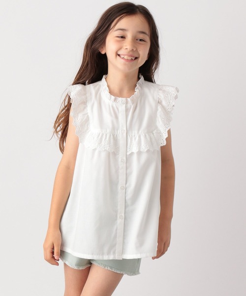 GLOBAL WORK(グローバルワーク)の「フリルネックレースブラウス/キッズ/346906(シャツ/ブラウス・キッズ・ホワイト/ブラック・110cm/100cm/120cm/130cm/140cm/150cm/160cm)」の10枚目の写真