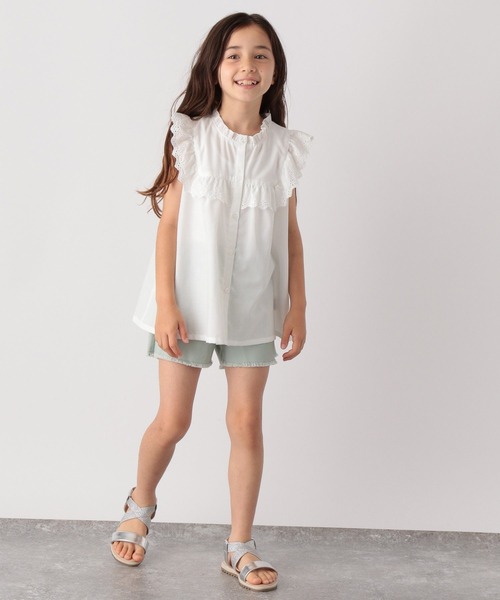 GLOBAL WORK(グローバルワーク)の「フリルネックレースブラウス/キッズ/346906(シャツ/ブラウス・キッズ・ホワイト/ブラック・110cm/100cm/120cm/130cm/140cm/150cm/160cm)」の12枚目の写真