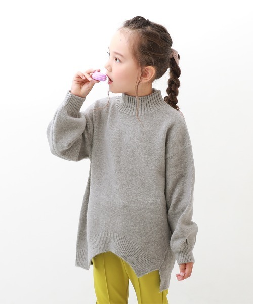 devirock（デビロック）の「洗える もちもちニット モックネックセーター（ニット/セーター・キッズ・パープル系その他/グレー系その他/杢グレー/ブルー系その他・160cm/140cm/130cm/150cm/100cm/120cm/110cm）」の2枚目の写真