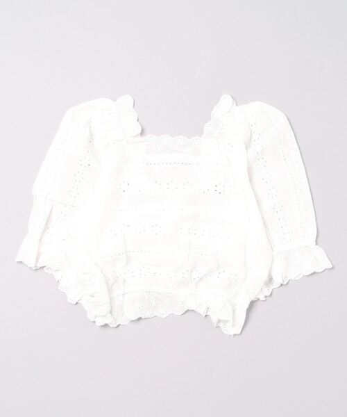 Auntie Rosa(アンティローザ)の「リブフリルレーストップス(Tシャツ/カットソー・レディース・ホワイト・FREE)」の4枚目の写真