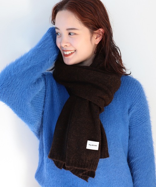 Ray BEAMS(レイビームス)の「Ray BEAMS / アルパカ ニット ストール(ストール/ショール・レディース・ブラウン/オフホワイト・ONE SIZE)」の6枚目の写真