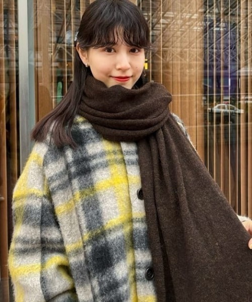 Ray BEAMS(レイビームス)の「Ray BEAMS / アルパカ ニット ストール(ストール/ショール・レディース・ブラウン/オフホワイト・ONE SIZE)」の7枚目の写真
