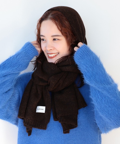 Ray BEAMS(レイビームス)の「Ray BEAMS / アルパカ ニット ストール(ストール/ショール・レディース・ブラウン/オフホワイト・ONE SIZE)」の8枚目の写真