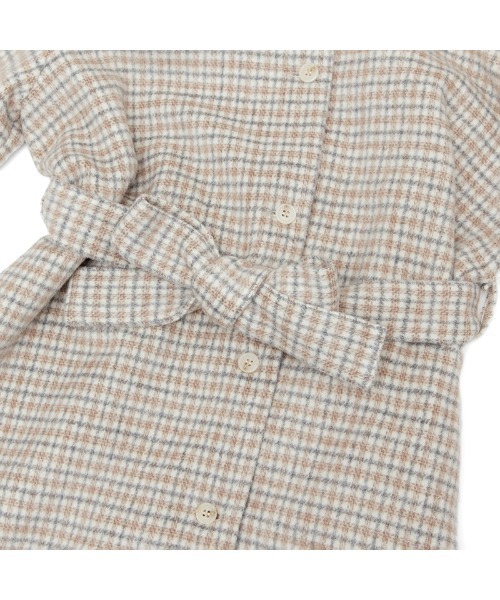 flower（フラワー）の「マイルドチェックコート（ステンカラーコート・レディース・ブラウン/ベージュ・FREE）」の6枚目の写真