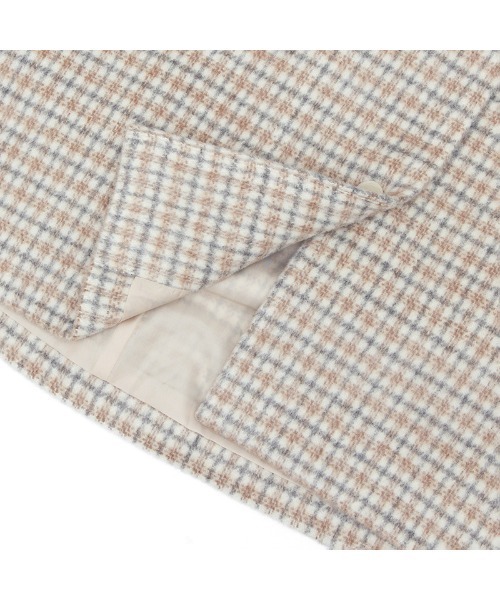 flower（フラワー）の「マイルドチェックコート（ステンカラーコート・レディース・ブラウン/ベージュ・FREE）」の8枚目の写真