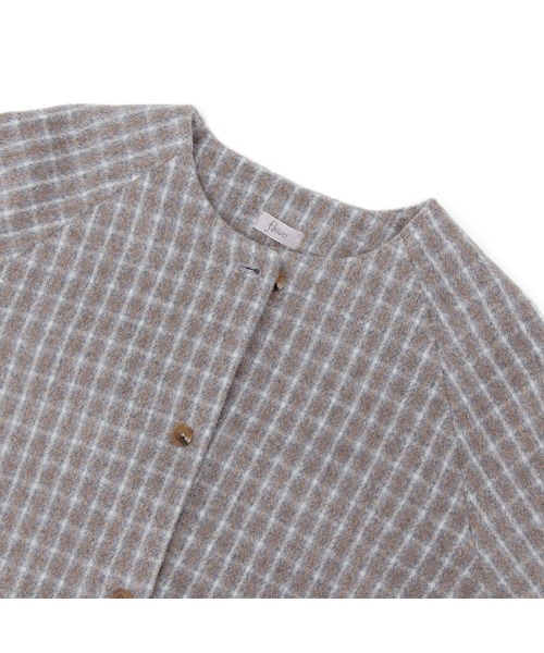 flower（フラワー）の「マイルドチェックコート（ステンカラーコート・レディース・ブラウン/ベージュ・FREE）」の12枚目の写真