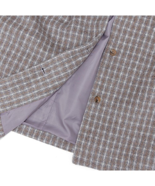 flower（フラワー）の「マイルドチェックコート（ステンカラーコート・レディース・ブラウン/ベージュ・FREE）」の14枚目の写真