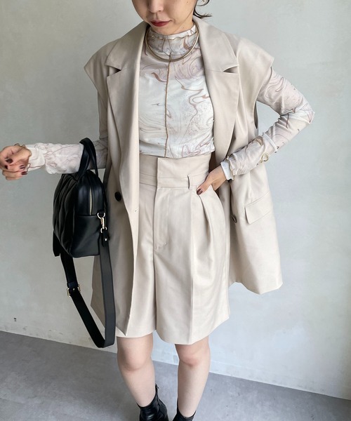 CAPRICIEUX LE'MAGE（カプリシューレマージュ）の「テーラードベスト（ベスト・レディース・チャコールグレー/ホワイト系その他・FREE）」の14枚目の写真