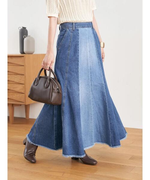 earth music&ecology(アースミュージックアンドエコロジー)の「パネルカラーデニムマーメイドスカート(スカート・レディース・ブラック/インディゴブルー・S/M)」の19枚目の写真