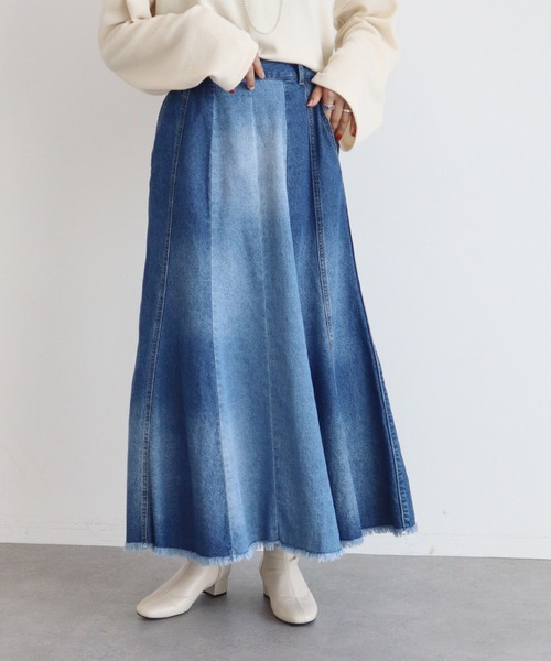 earth music&ecology(アースミュージックアンドエコロジー)の「パネルカラーデニムマーメイドスカート(スカート・レディース・ブラック/インディゴブルー・S/M)」の17枚目の写真