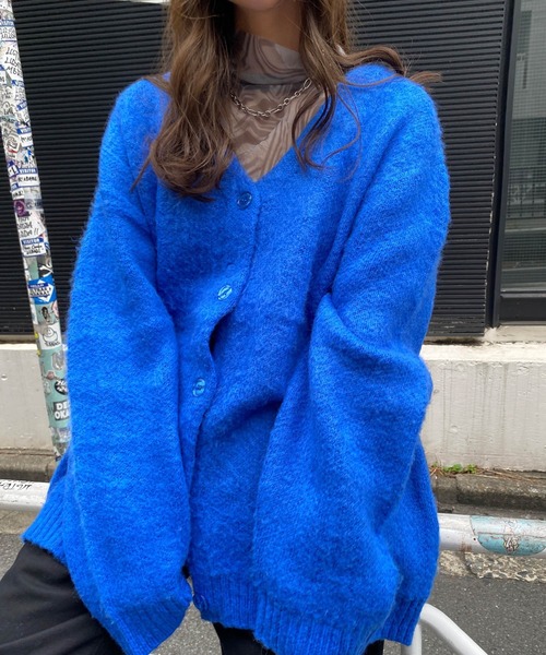 INGNI（イング）の「モヘアタッチロング／カーディガン（カーディガン/ボレロ・レディース・ブラック/パープル/オレンジ/ブルー/グリーン/パープル系/アイボリー/ピンク・M）」の5枚目の写真