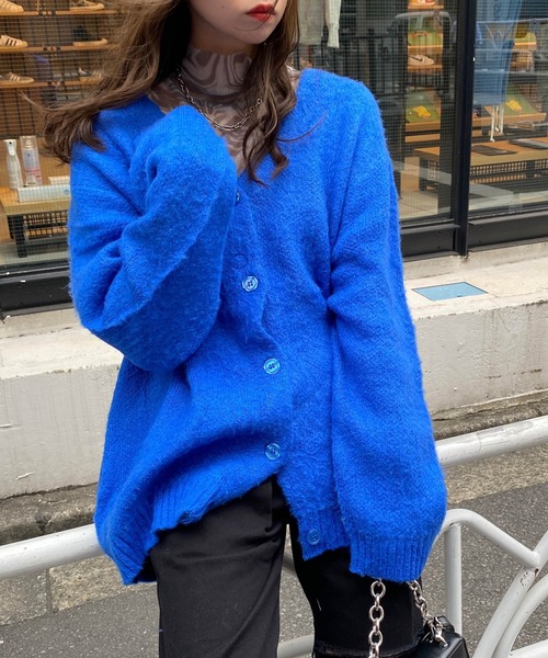 INGNI（イング）の「モヘアタッチロング／カーディガン（カーディガン/ボレロ・レディース・ブラック/パープル/オレンジ/ブルー/グリーン/パープル系/アイボリー/ピンク・M）」の14枚目の写真