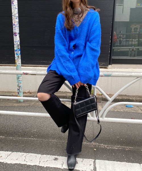 INGNI（イング）の「モヘアタッチロング／カーディガン（カーディガン/ボレロ・レディース・ブラック/パープル/オレンジ/ブルー/グリーン/パープル系/アイボリー/ピンク・M）」の18枚目の写真