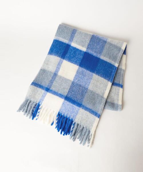 BEAUTY&YOUTH UNITED ARROWS（ビューティーアンドユースユナイテッドアローズ）の「チェック ビッグフリンジ マフラー（ストール/ショール・レディース・ネイビー/コバルトブルー・FREE）」の14枚目の写真
