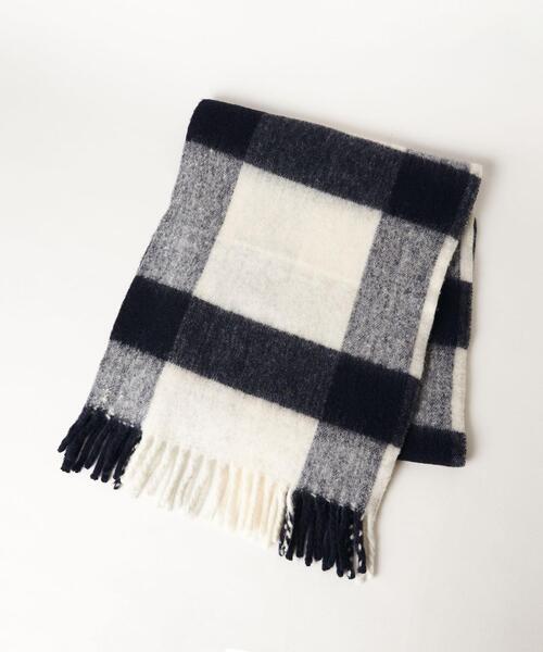 BEAUTY&YOUTH UNITED ARROWS（ビューティーアンドユースユナイテッドアローズ）の「チェック ビッグフリンジ マフラー（ストール/ショール・レディース・ネイビー/コバルトブルー・FREE）」の17枚目の写真