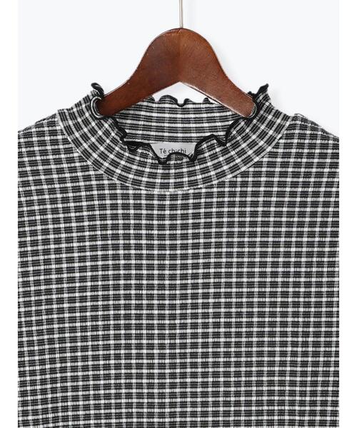 Te chichi TERRASSE(テチチテラス)の「シャーリングチェックハイネックトップス(ニット/セーター・レディース・オフホワイト/ブラック・フリ-)」の11枚目の写真