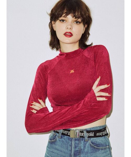 jouetie(ジュエティ)の「ハイネッククロップドトップス(Tシャツ/カットソー・レディース・ブラック/ピンク/グリーン・MEDIUM)」の2枚目の写真