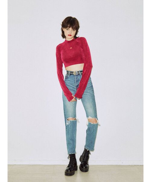 jouetie(ジュエティ)の「ハイネッククロップドトップス(Tシャツ/カットソー・レディース・ブラック/ピンク/グリーン・MEDIUM)」の21枚目の写真