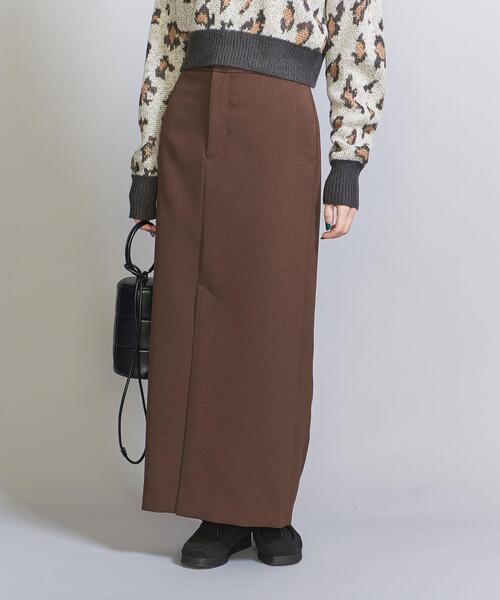 BEAUTY&YOUTH UNITED ARROWS(ビューティーアンドユースユナイテッドアローズ)の「リサイクルポリエステル ダブルクロス タイトスカート -ウォッシャブル-(スカート・レディース・ダークブラウン/ブラック・S/M)」の4枚目の写真