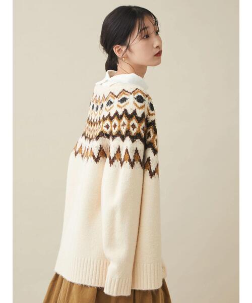 CRAFT STANDARD BOUTIQUE（クラフトスタンダードブティック）の「求心ジャガードニットカーディガン　＊◆（カーディガン/ボレロ・レディース・ブラック/アイボリー/グレー・FREE）」の9枚目の写真