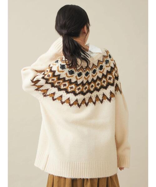 CRAFT STANDARD BOUTIQUE（クラフトスタンダードブティック）の「求心ジャガードニットカーディガン　＊◆（カーディガン/ボレロ・レディース・ブラック/アイボリー/グレー・FREE）」の10枚目の写真