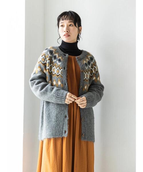 CRAFT STANDARD BOUTIQUE（クラフトスタンダードブティック）の「求心ジャガードニットカーディガン　＊◆（カーディガン/ボレロ・レディース・ブラック/アイボリー/グレー・FREE）」の18枚目の写真