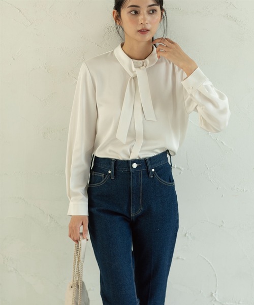 OPAQUE.CLIP（オペークドットクリップ）の「◆DELEGANT サテンタイブラウス【OPAQUE.CLIP NAVY】（シャツ/ブラウス・レディース・ナチュラル/ホワイト系・36/38/40/42）」の21枚目の写真