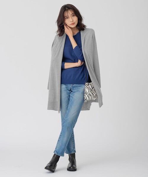 リミフゥ　ボレロ　カーディガン　ポンチョ　ニット　ウール　グレー　コート　S サステナブルウール ショールカラー カーディガン（カーディガン