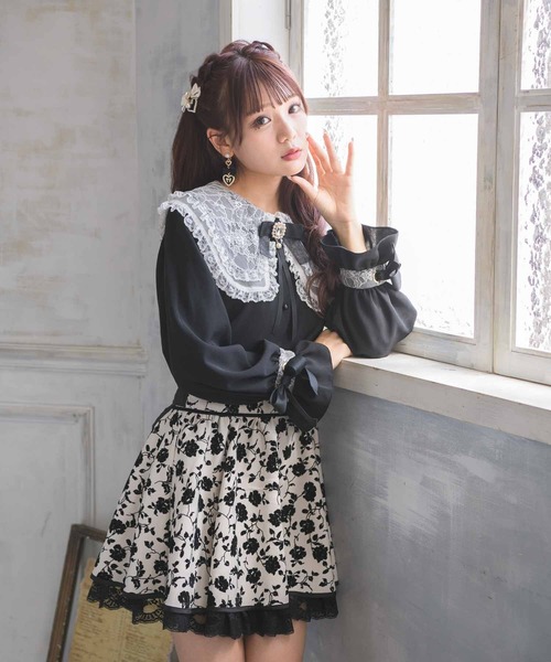 ROJITA(ロジータ)の「花柄フロッキープリントBIGリボンスカート(スカート・レディース・マルチ/アイボリー/ブラック・FREE)」の11枚目の写真