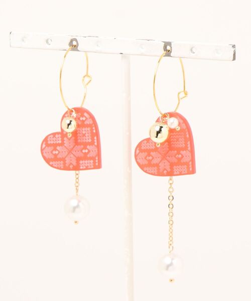 tone(トーン)の「【MUURABBTI】ノルディック柄ハートのフープピアス(MA)(ピアス(両耳用)・レディース・ゴールド/シルバー・FREE)」の7枚目の写真