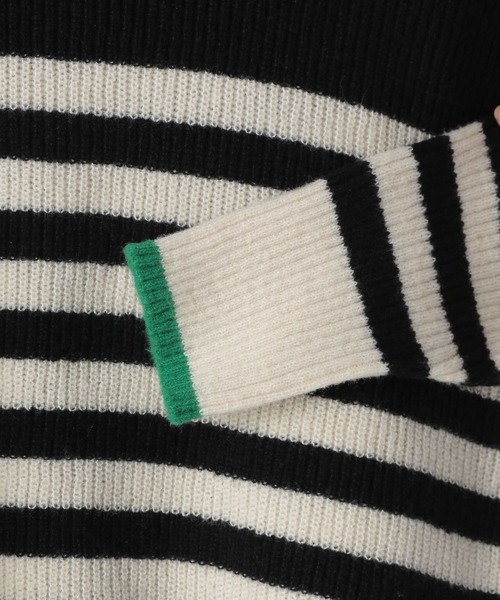 LOWRYS FARM（ローリーズファーム）の「ボーダーハイネックロングスリーブ　174744（ニット/セーター・レディース・ホワイト/ブラック/ベージュ・FREE）」の12枚目の写真
