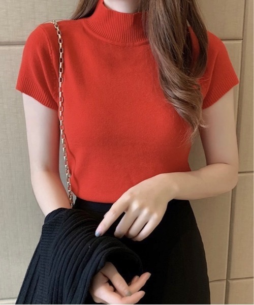 Burner（バーナー）の「【OKUOKU　0909】 モックネック半袖ニット oku-tops-611418402597-11（ニット/セーター・レディース・F/I/E/G/A/B/C/H・FREE）」の7枚目の写真