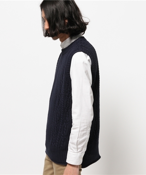CIAOPANIC（チャオパニック）の「【Ciaopanic】　アラン柄ニットベスト（ニット/セーター・メンズ・グレー/ネイビー/アイボリー・MEDIUM/LARGE）」の5枚目の写真