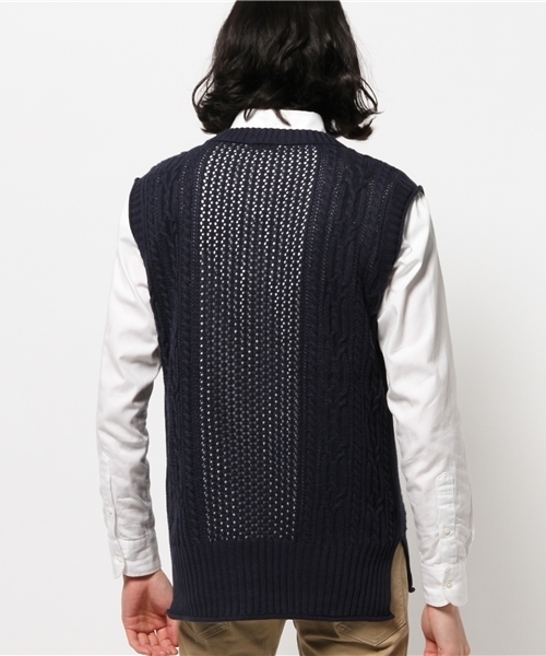 CIAOPANIC（チャオパニック）の「【Ciaopanic】　アラン柄ニットベスト（ニット/セーター・メンズ・グレー/ネイビー/アイボリー・MEDIUM/LARGE）」の6枚目の写真