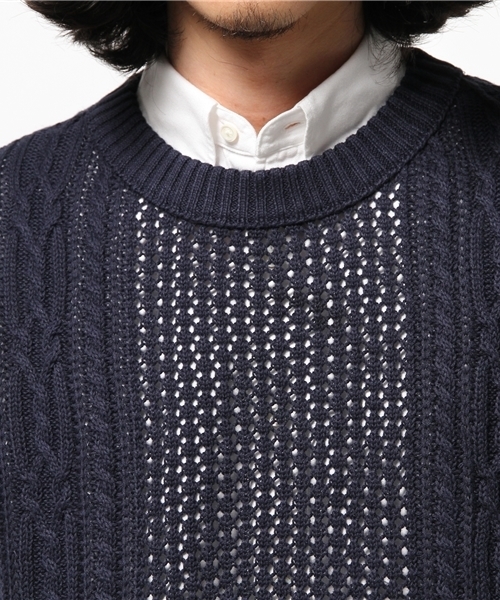 CIAOPANIC（チャオパニック）の「【Ciaopanic】　アラン柄ニットベスト（ニット/セーター・メンズ・グレー/ネイビー/アイボリー・MEDIUM/LARGE）」の7枚目の写真