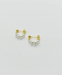 パールとゴールドの両耳用ピアス フープピアス メンズ レディース 両耳 2色セット 金属