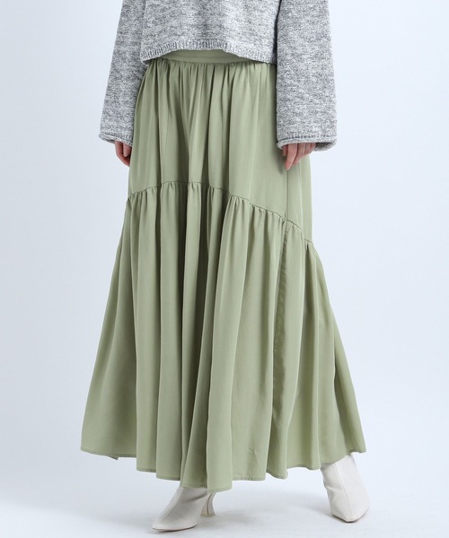 eL（エル）の「【eL】Wide Belt Gather Skirt/187099（スカート・レディース・ブラック/ベージュ/ライトグリーン・FREE）」の3枚目の写真