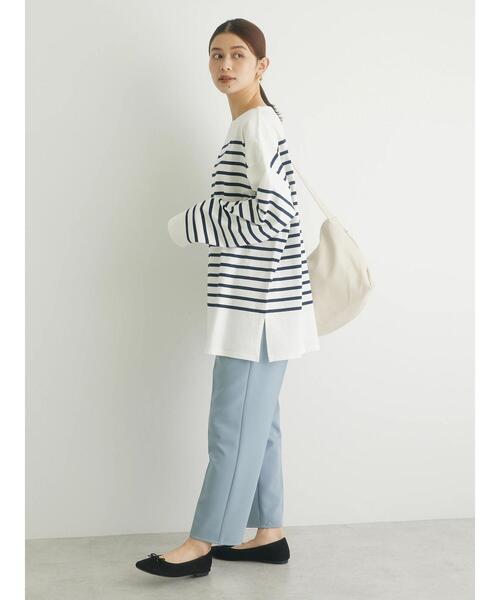 Green　Parks（グリーンパークス）の「パネルボーダーチュニック（Tシャツ/カットソー・レディース・グリーン/ネイビー/ブルー/ピンク・FREE）」の6枚目の写真