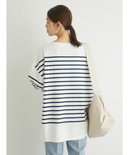 Green　Parks（グリーンパークス）の「パネルボーダーチュニック（Tシャツ/カットソー・レディース・グリーン/ネイビー/ブルー/ピンク・FREE）」の10枚目の写真