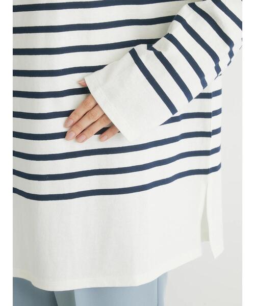 Green　Parks（グリーンパークス）の「パネルボーダーチュニック（Tシャツ/カットソー・レディース・グリーン/ネイビー/ブルー/ピンク・FREE）」の12枚目の写真