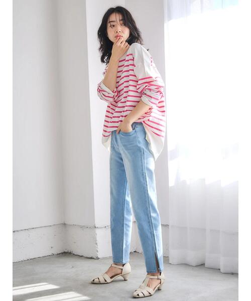 Green　Parks（グリーンパークス）の「パネルボーダーチュニック（Tシャツ/カットソー・レディース・グリーン/ネイビー/ブルー/ピンク・FREE）」の15枚目の写真