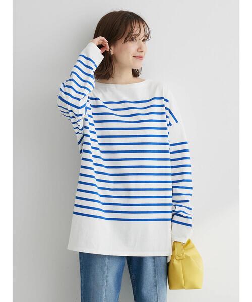 Green　Parks（グリーンパークス）の「パネルボーダーチュニック（Tシャツ/カットソー・レディース・グリーン/ネイビー/ブルー/ピンク・FREE）」の16枚目の写真