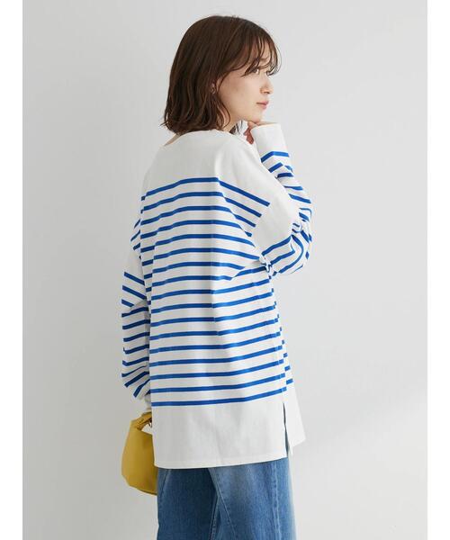 Green　Parks（グリーンパークス）の「パネルボーダーチュニック（Tシャツ/カットソー・レディース・グリーン/ネイビー/ブルー/ピンク・FREE）」の17枚目の写真