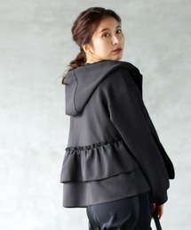 Emilyan | 【手洗いできる♪】バックフリルティアードデザイン・ダンボールニットパーカー(パーカー)